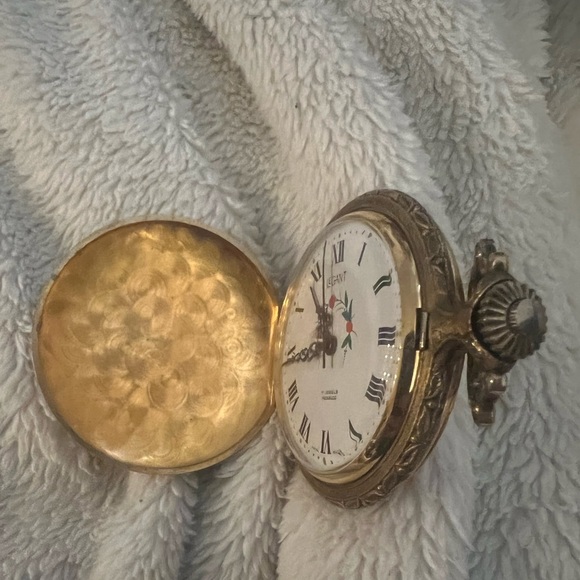 Antique legant Swiss gold tone pocket watch self winding - Picture 6 of 8
